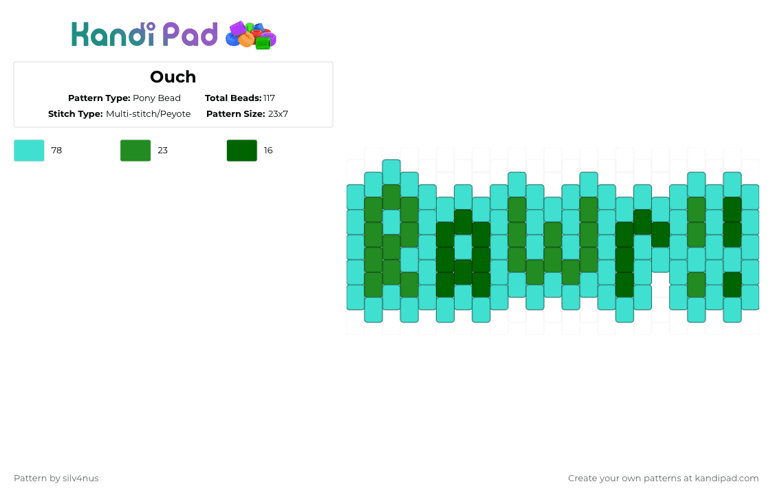 Ouch - Pony Bead Pattern by silv4nus on Kandi Pad - light blue,green