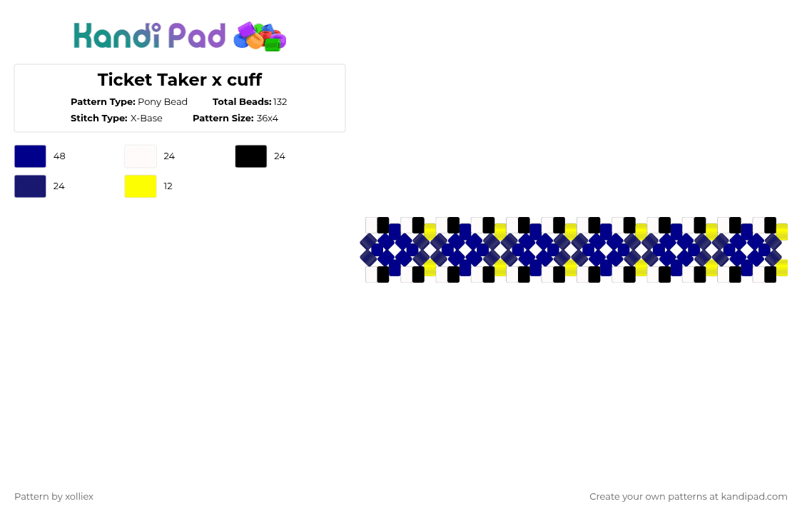 Ticket Taker x cuff - Pony Bead Pattern by xolliex on Kandi Pad - purple