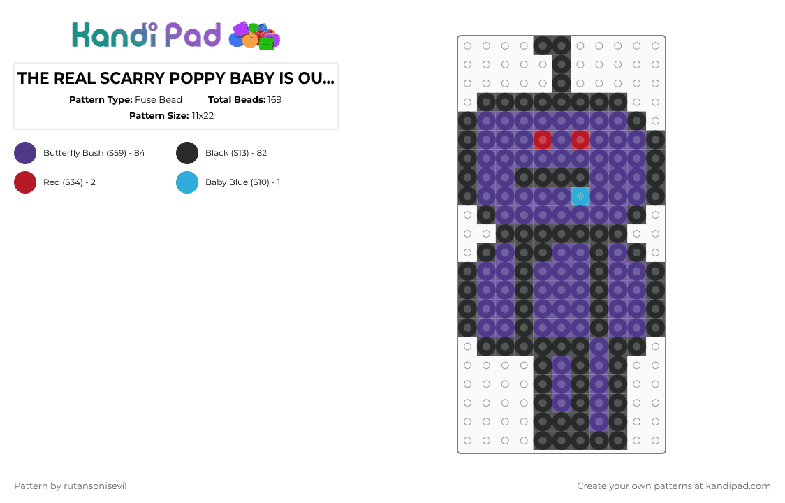 THE REAL SCARRY POPPY BABY IS OUT NOW WATCH OUT its a creepypasta that i made i didint copy anyone (please no hate commants ILL UPPLOAD MORE >:3) - Fuse Bead Pattern by rutansonisevil on Kandi Pad - purple