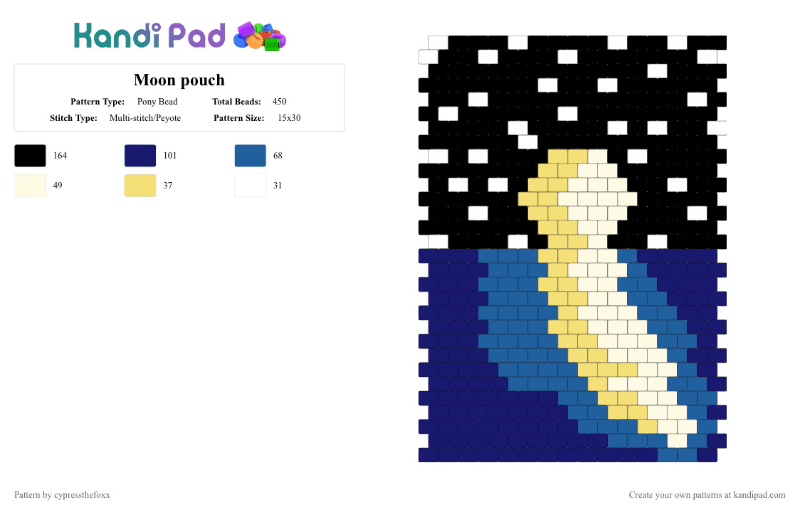 Moon pouch - Pony Bead Pattern by cypressthefoxx on Kandi Pad - blue, purple