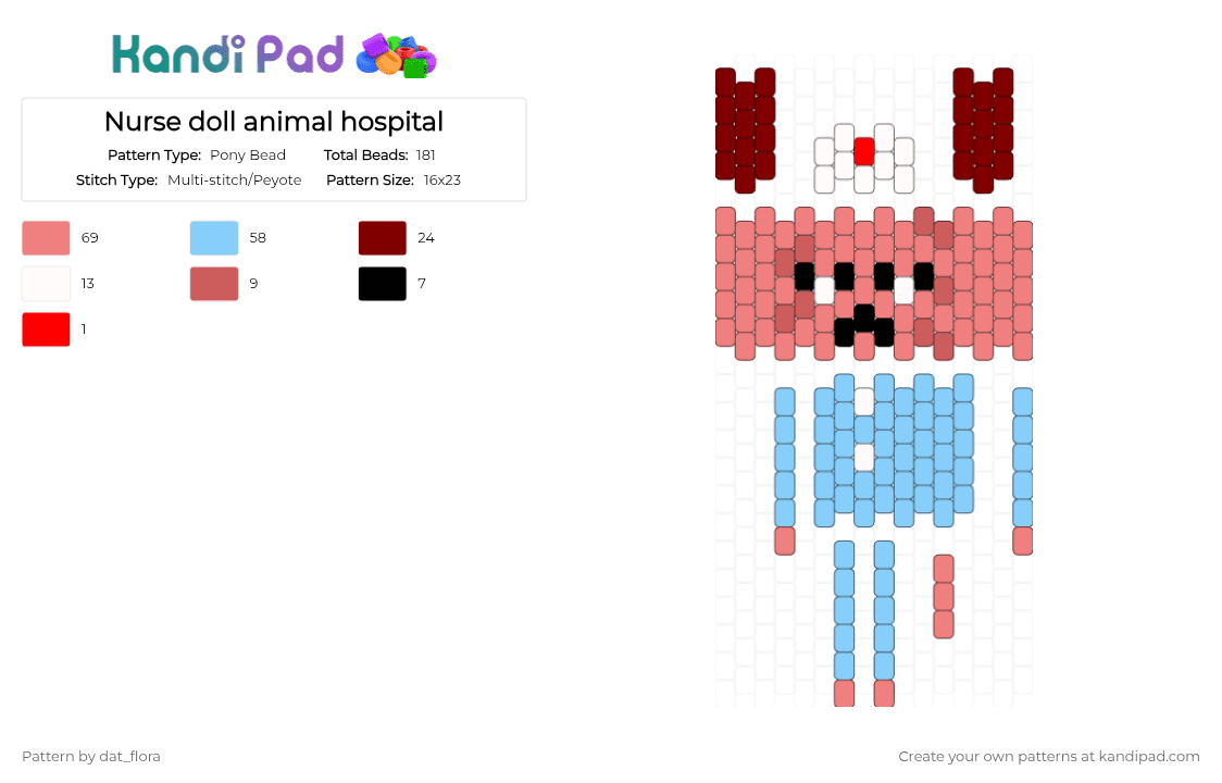 Nurse doll animal hospital - Pony Bead Pattern by dat_flora on Kandi Pad - red,light blue