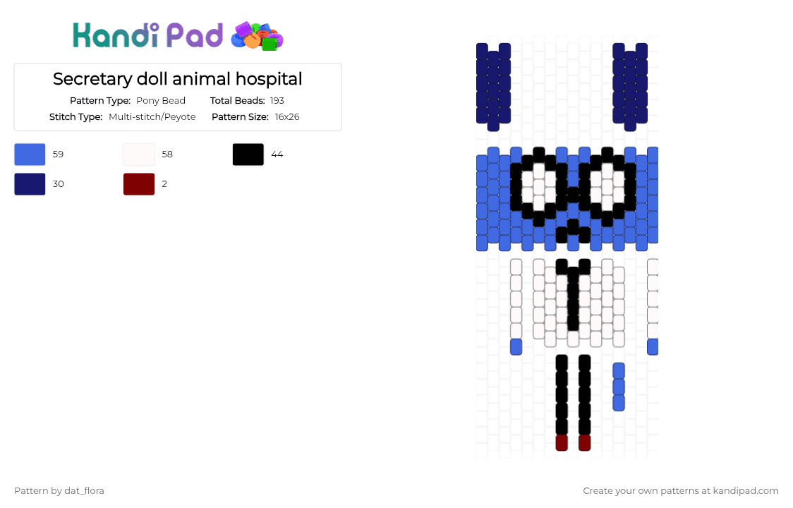 Secretary doll animal hospital - Pony Bead Pattern by dat_flora on Kandi Pad - blue,purple