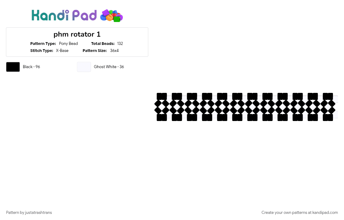 phm rotator 1 - Pony Bead Pattern by justatrashtrans on Kandi Pad - black, project hail mary, rotator, white