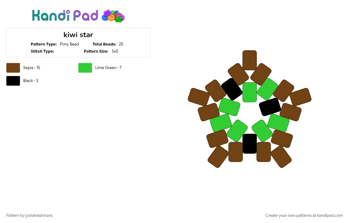 kiwi star - Pony Bead Pattern by justatrashtrans on Kandi Pad - 