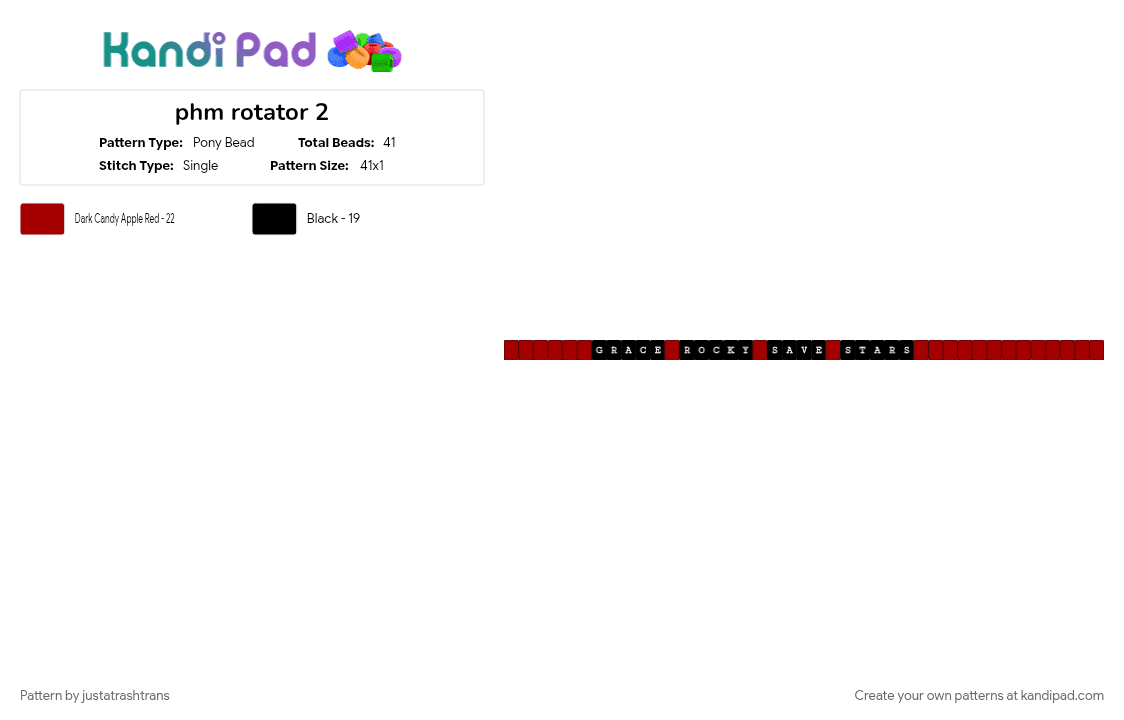 phm rotator 2 - Pony Bead Pattern by justatrashtrans on Kandi Pad - black, project hail mary, red, rotator, xbase