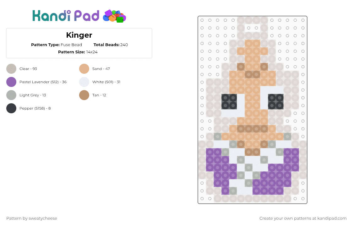 Kinger - Fuse Bead Pattern by sweatycheese on Kandi Pad - beige