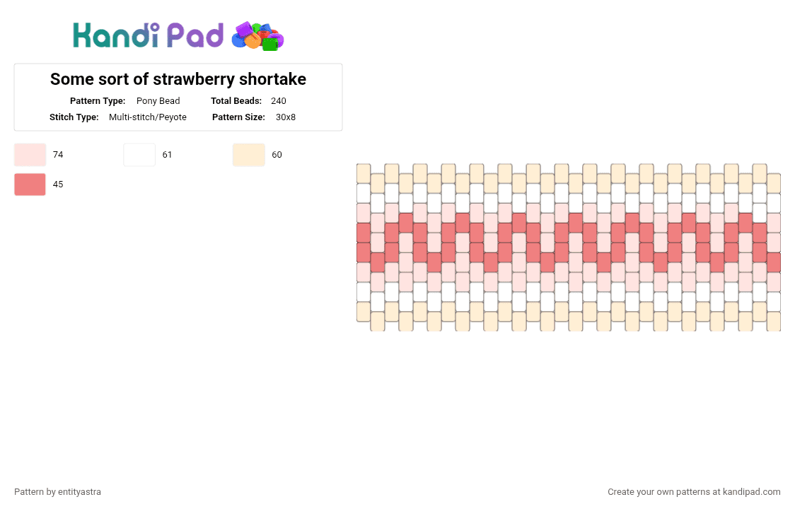 Some sort of strawberry shortake - Pony Bead Pattern by entityastra on Kandi Pad - beige, red