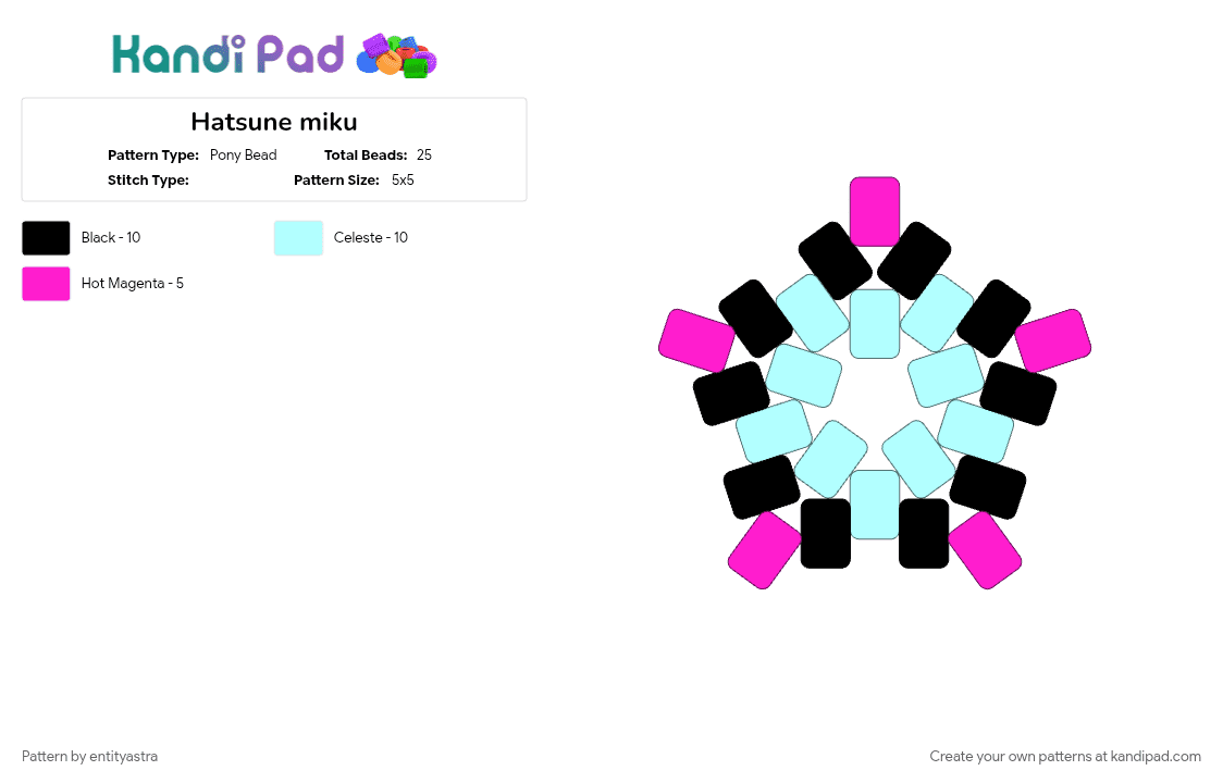 Hatsune miku - Pony Bead Pattern by entityastra on Kandi Pad - light blue, pink