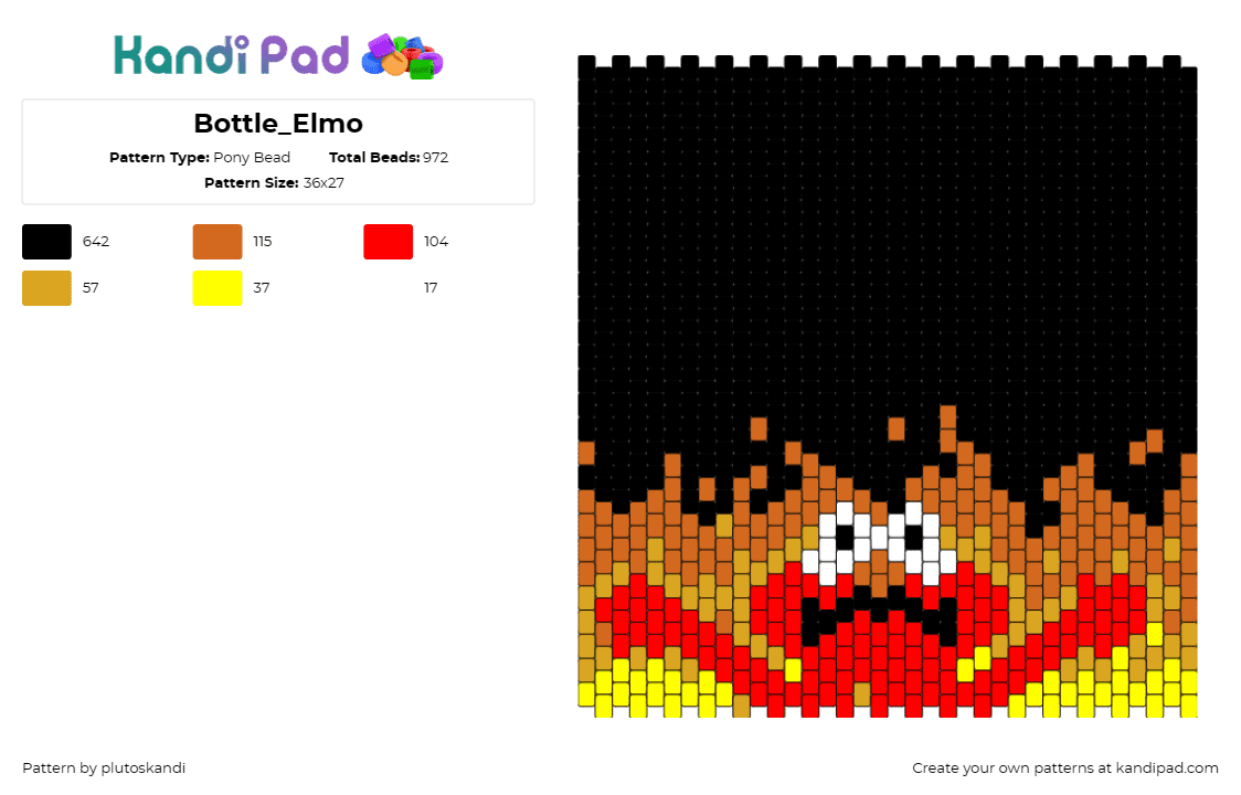 Bottle_Elmo - Pony Bead Pattern by plutoskandi on Kandi Pad - elmo,fire,meme,sesame street,flames,playful,character,humor,warmth,spirited,inte