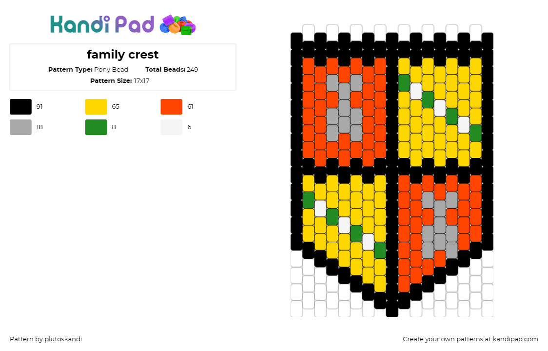 family crest - Pony Bead Pattern by plutoskandi on Kandi Pad - crest,badge,shield,family,colorful,orange,yellow