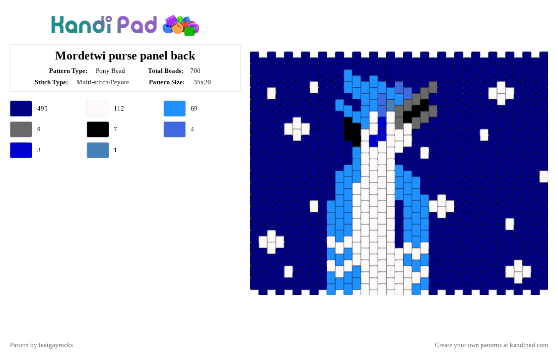 Mordetwi purse panel back - Pony Bead Pattern by ieatgayrocks on Kandi Pad - purple,mordetwi,mordecai,meme,purse,panel