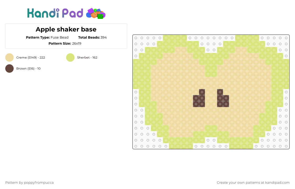 Apple shaker base - Fuse Bead Pattern by poppyfrompucca on Kandi Pad - yellow,beige
