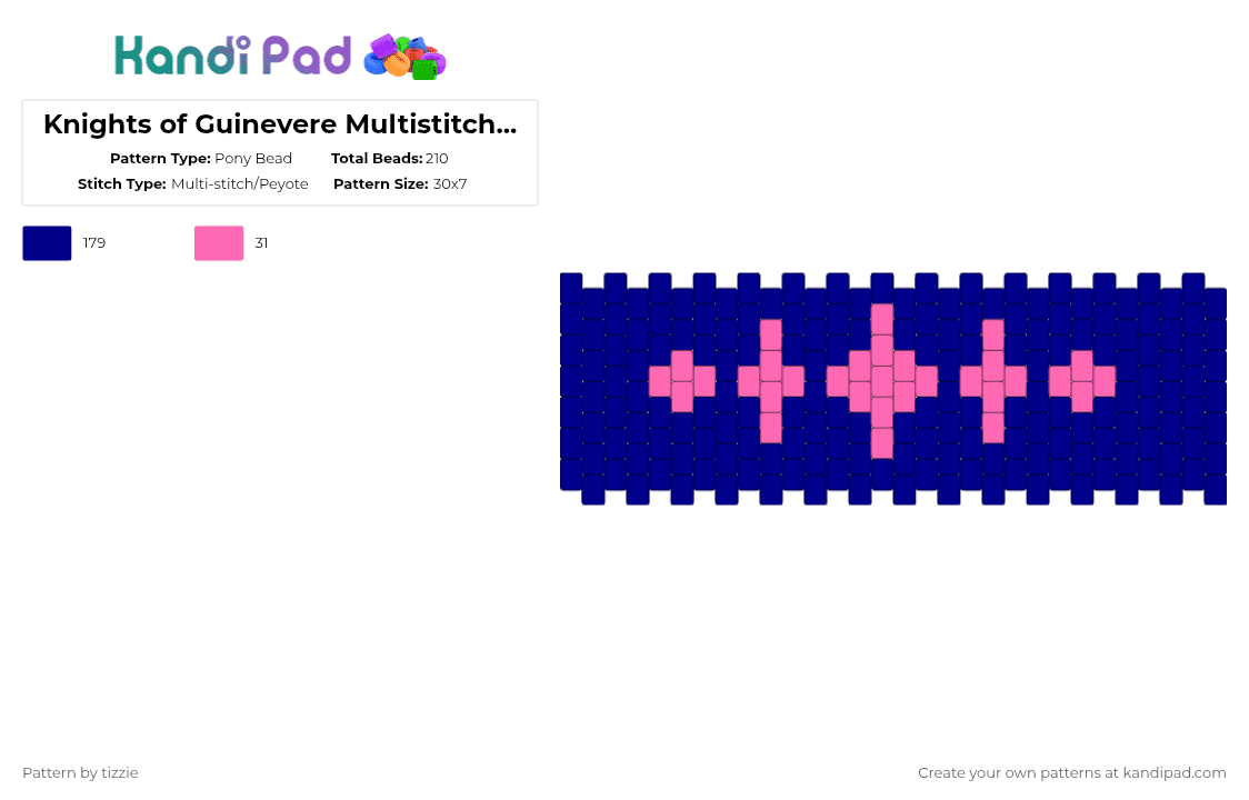 Knights of Guinevere multistitch cuff - Pony Bead Pattern by tizzie on Kandi Pad - purple,knights of guinevere,kog,guinevere,princess guinevere,multistitch