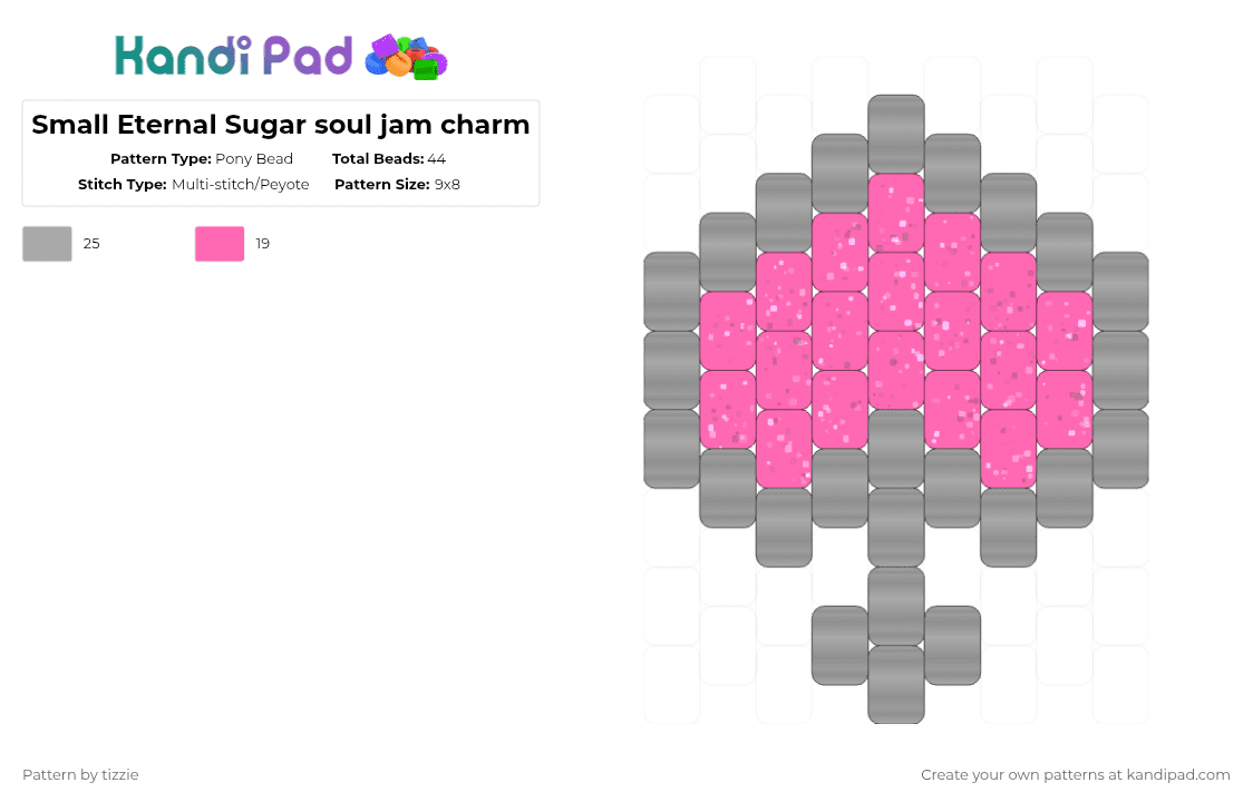Small Eternal Sugar soul jam charm - Pony Bead Pattern by tizzie on Kandi Pad - pink,beige,cookie run,cookie run kingdom,eternal sugar,soul jam,charm