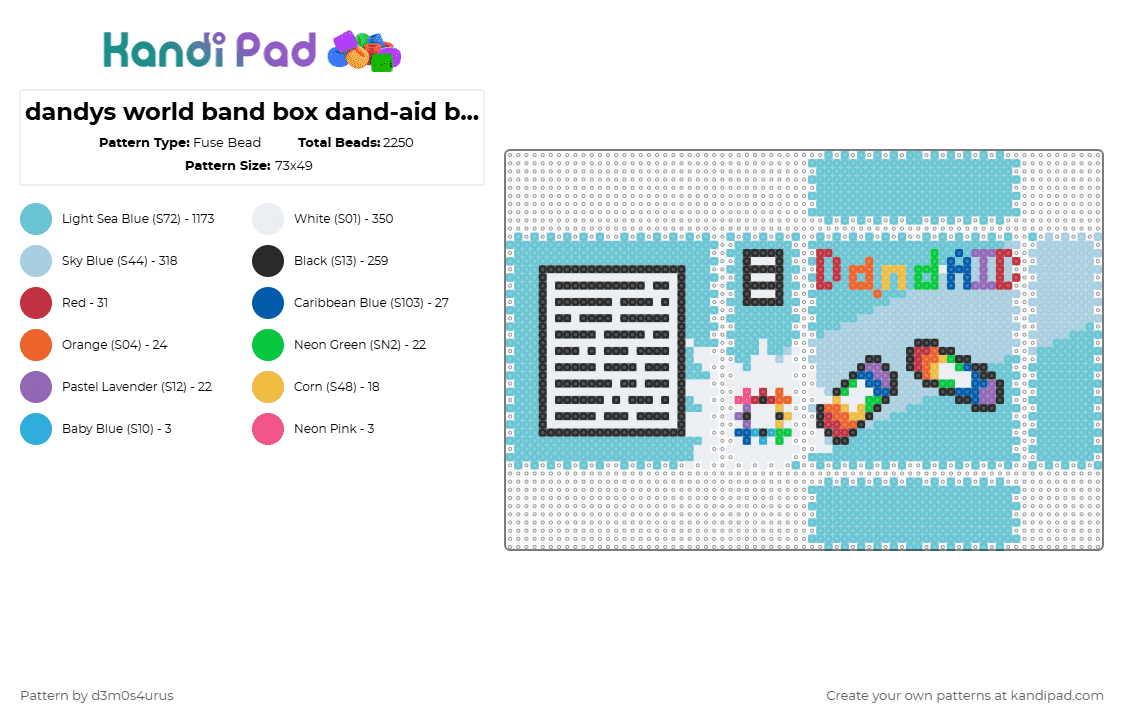 dandys world band box dand-aid bandage - Fuse Bead Pattern by d3m0s4urus on Kandi Pad - light blue,dandys world,dandy,dandys,world,bandage,band,dandaid