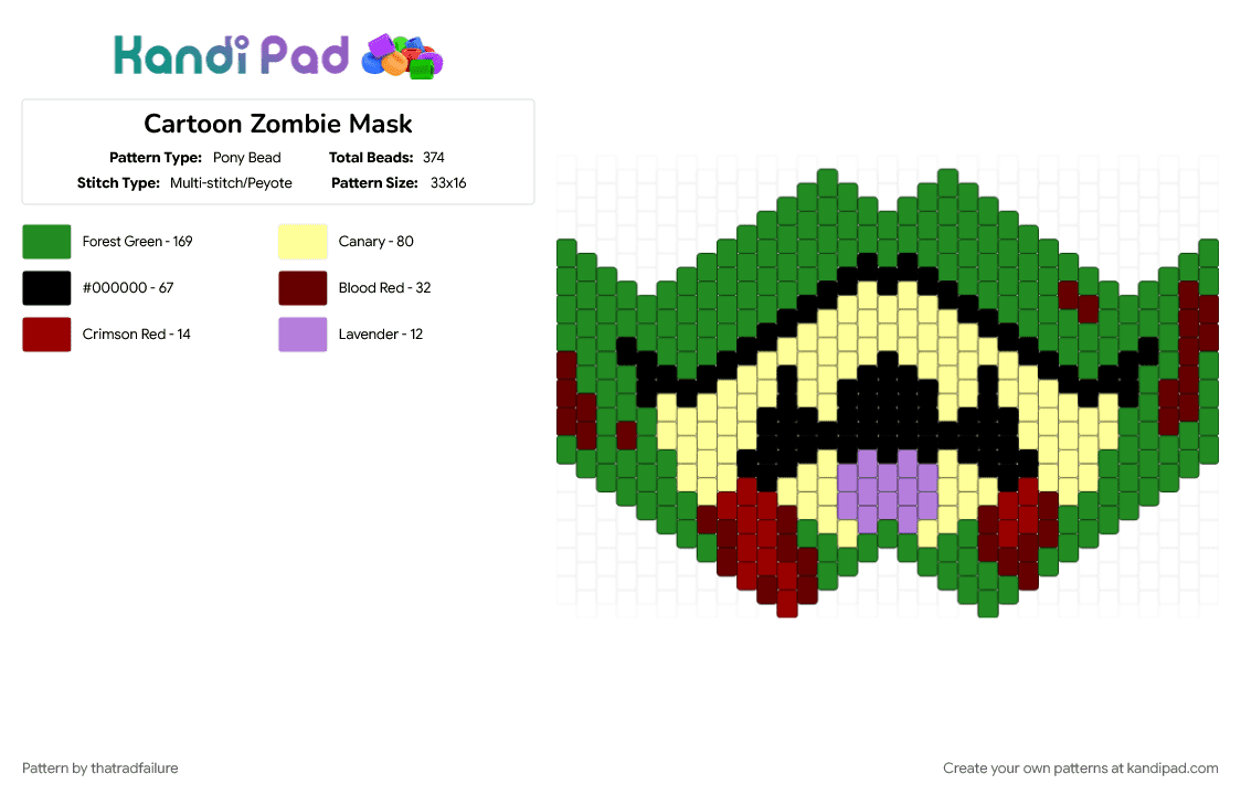Bead. Time Patterns Cartoon Zombie Mask Pony Bead Pattern - Kandi Pad | Kandi Patterns ...