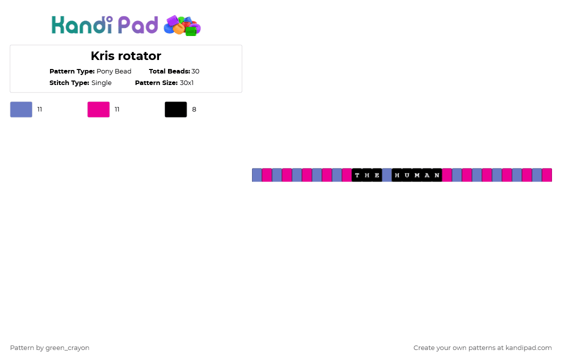 Kris rotator - Pony Bead Pattern by green_crayon on Kandi Pad - blue,pink,deltarune,pony beads,toby fox,kris,rotator,rotator cuff