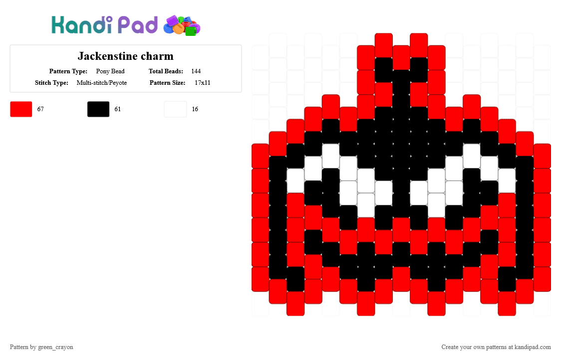 Jackenstine charm - Pony Bead Pattern by green_crayon on Kandi Pad - deltarune, deltarune chapter 4, deltarune chapter four, jackenstein, red, toby fox, youre taking too long
