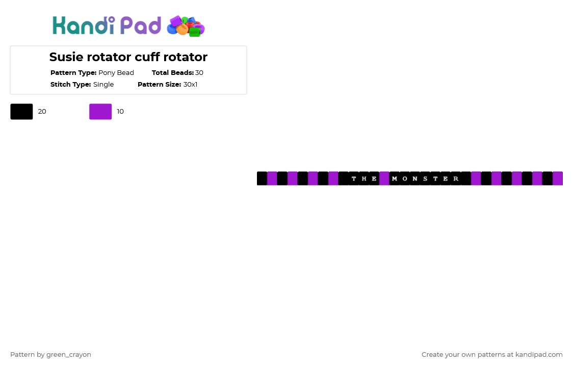 Susie rotator cuff rotator - Pony Bead Pattern by green_crayon on Kandi Pad - black,purple,rotator,rotator cuff,deltarune,toby fox,susie