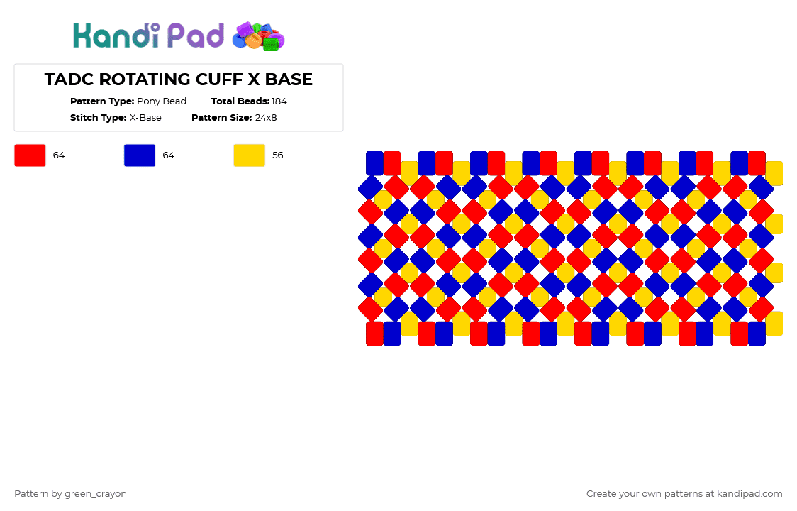 TADC ROTATING CUFF X BASE - Pony Bead Pattern by green_crayon on Kandi Pad - red,purple,pony beads,tadc,digital circus,glitch,the amazing digital circus,rotating cuff