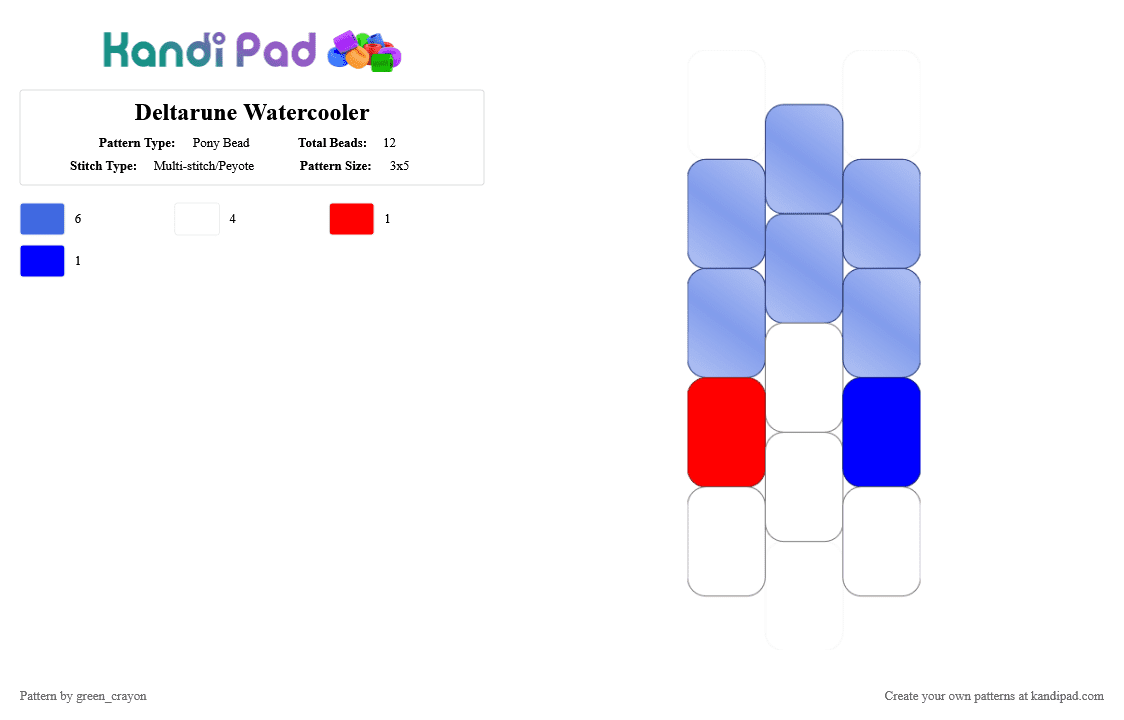 Deltarune Watercooler - Pony Bead Pattern by green_crayon on Kandi Pad - blue, buble, clear blue, deltarune, deltarune chapter 3, water cooler