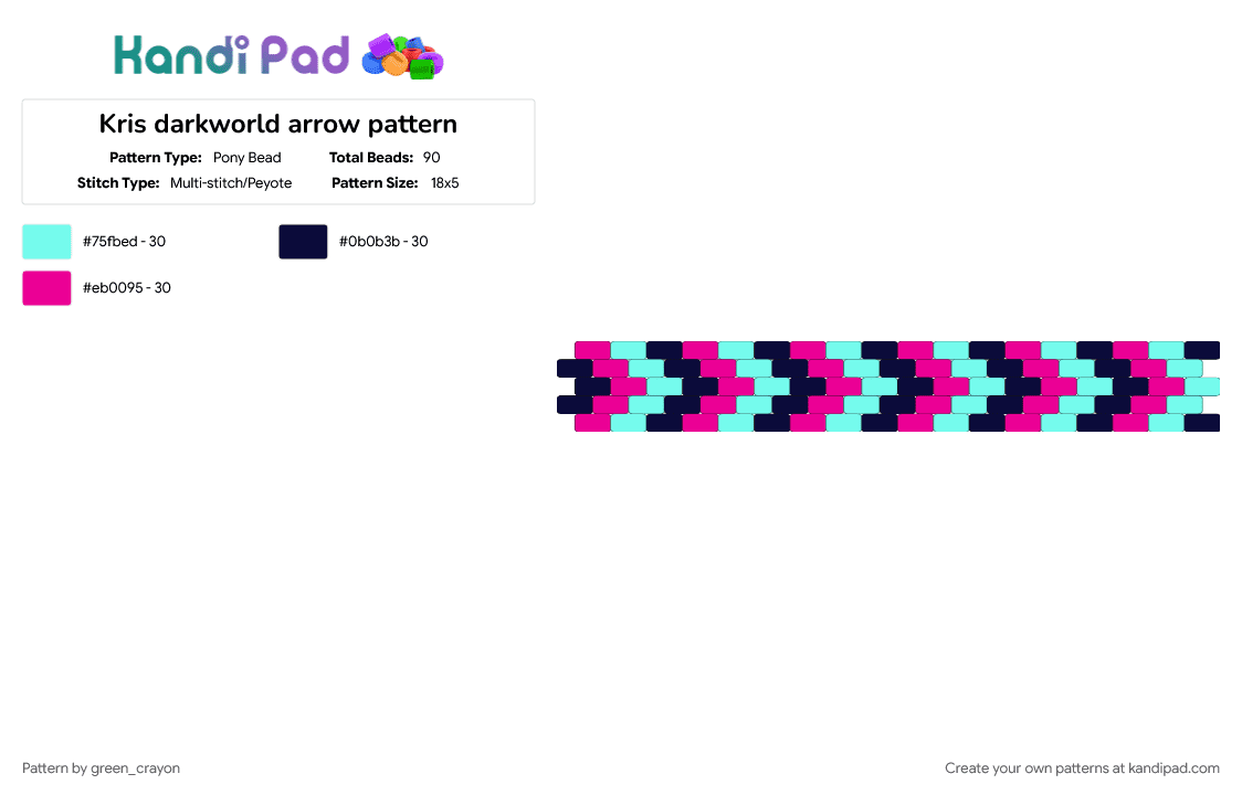 Kris darkworld arrow pattern - Pony Bead Pattern by green_crayon on Kandi Pad - arrow, blue, deltarune, hot pink, kris, light blue, pink
