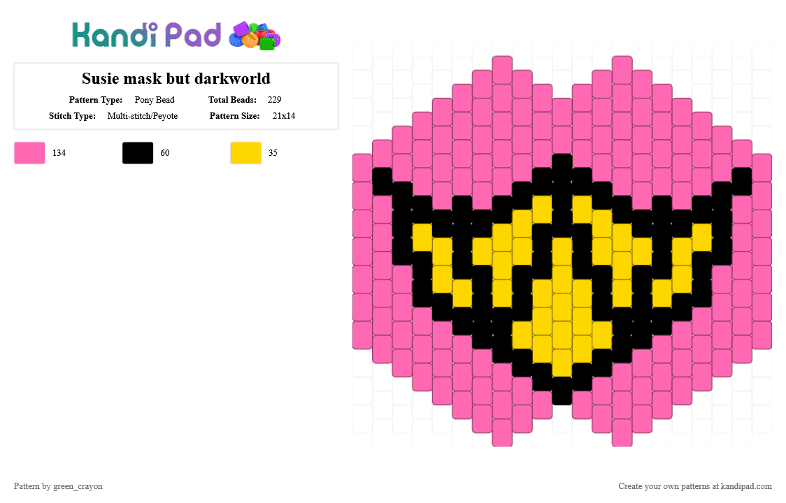 Susie mask but darkworld - Pony Bead Pattern by green_crayon on Kandi Pad - pink