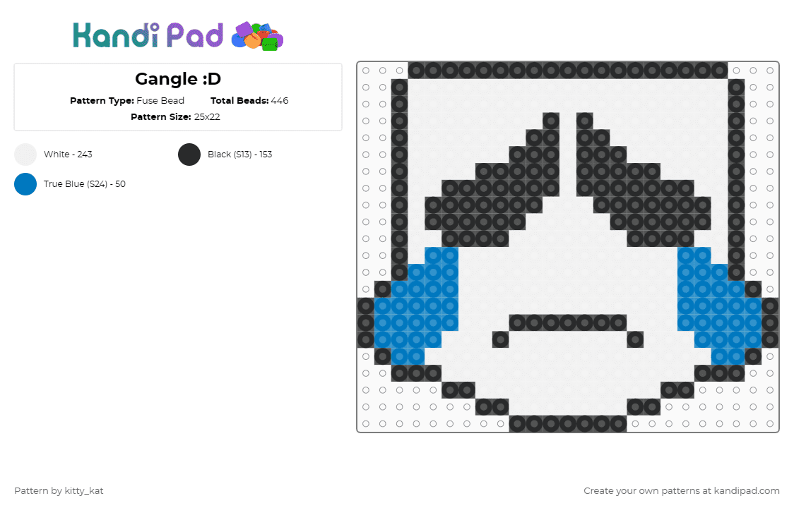 Gangle :D - Fuse Bead Pattern by kitty_kat on Kandi Pad - white