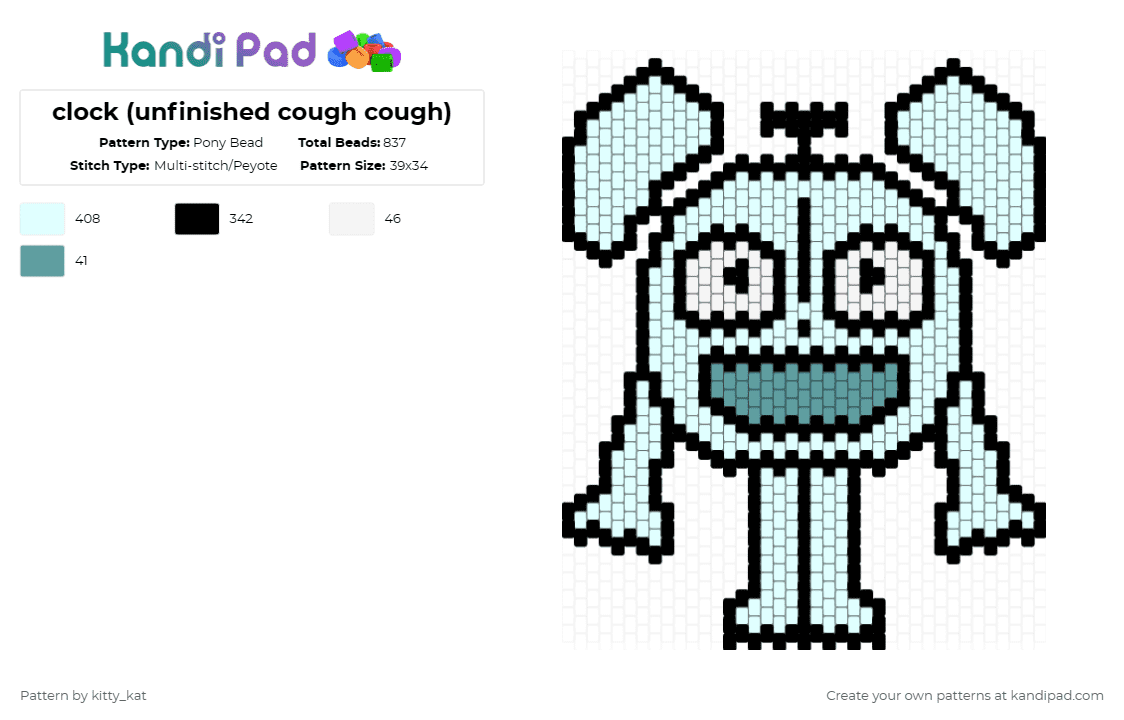 clock (ITFT) - Pony Bead Pattern by kitty_kat on Kandi Pad - white