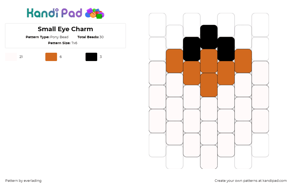 Small Eye Charm - Pony Bead Pattern by everlading on Kandi Pad - eyeball,watchful,eye,vision,look,halloween,gaze,observer,white