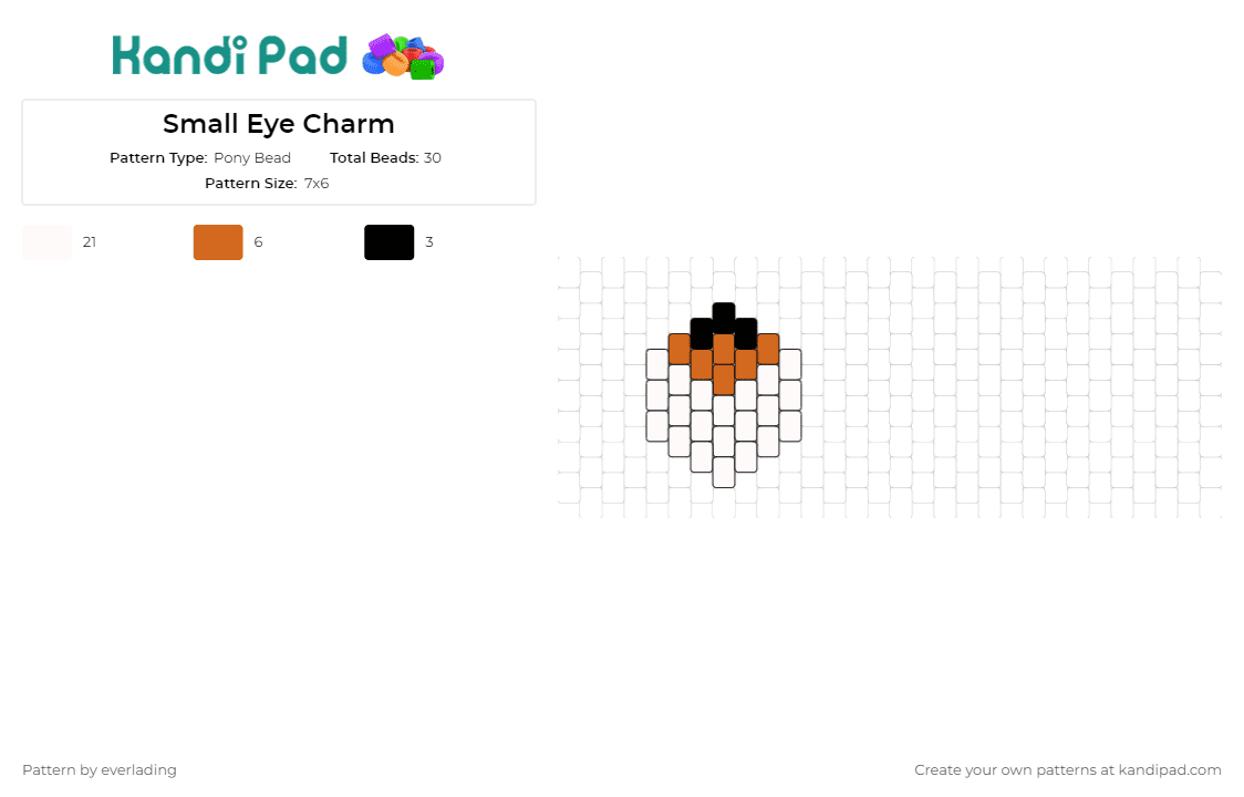 Small Eye Charm - Pony Bead Pattern by everlading on Kandi Pad - eyeball,charm,watchful,eye,vision,look,halloween,gaze,observer,white