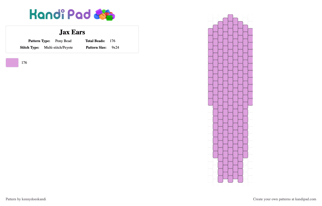 Jax Ears - Pony Bead Pattern by kennydoeskandi on Kandi Pad - pink