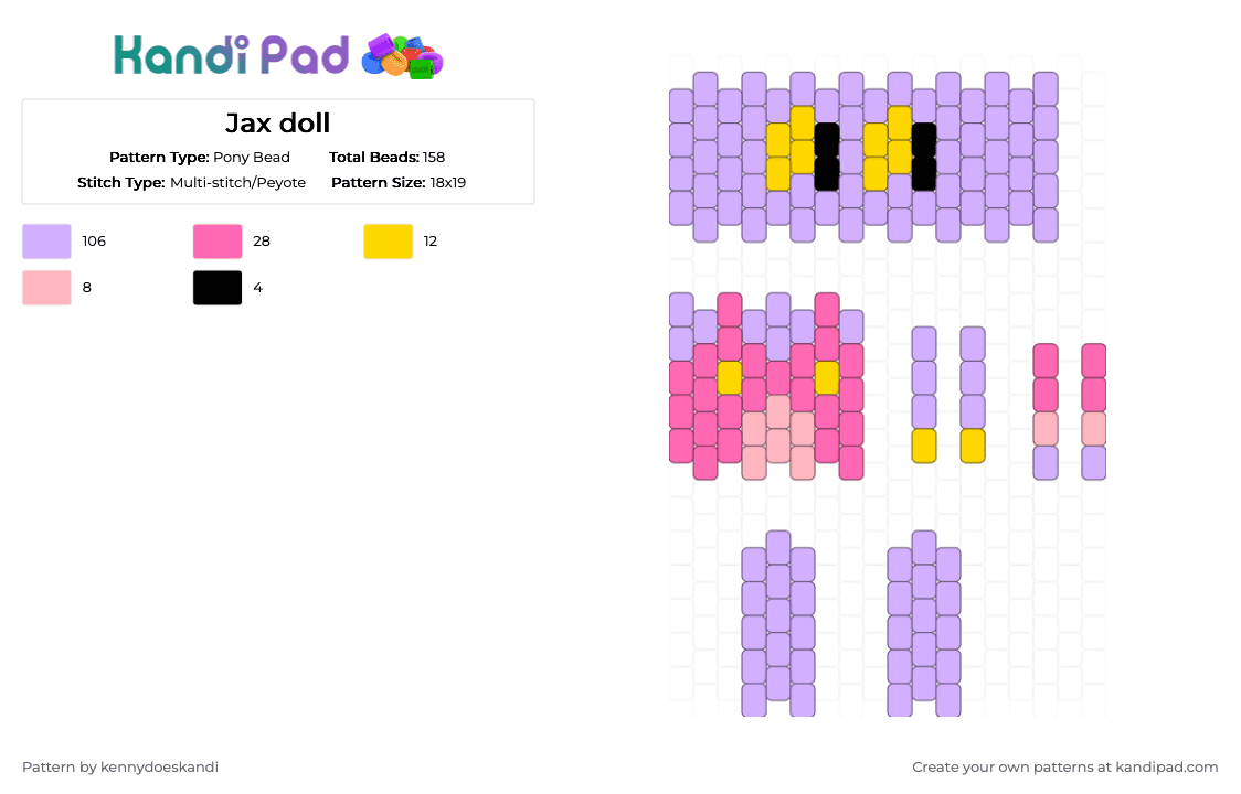 Jax doll - Pony Bead Pattern by kennydoeskandi on Kandi Pad - pink
