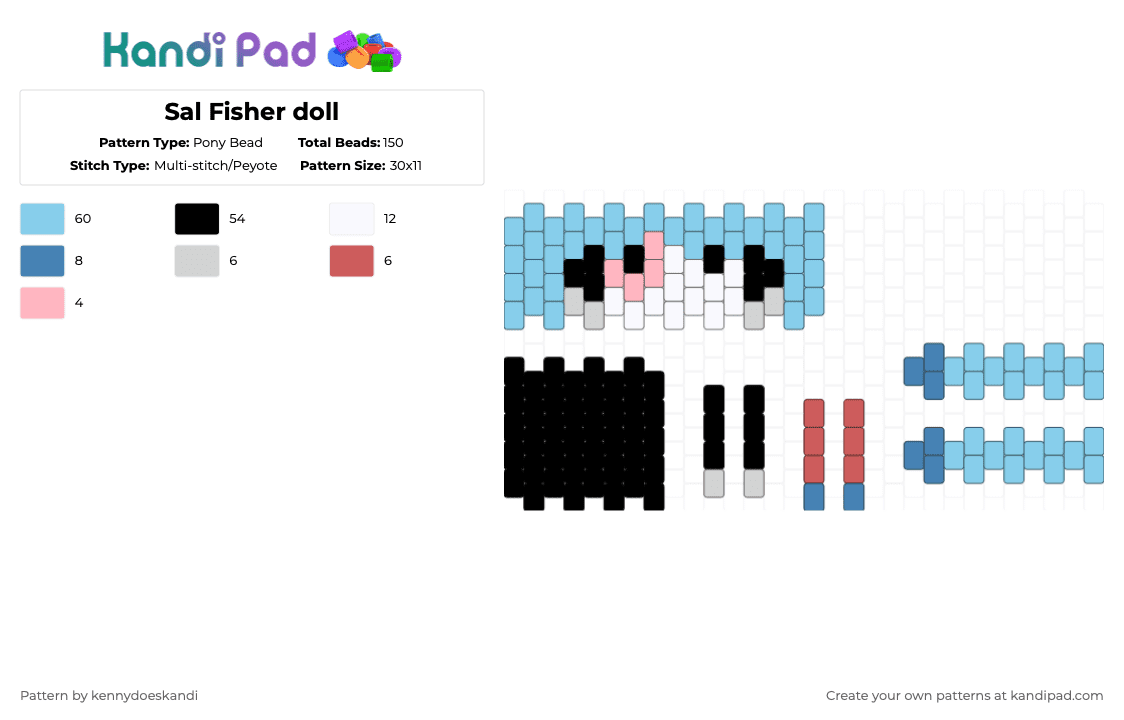 Sal Fisher doll - Pony Bead Pattern by kennydoeskandi on Kandi Pad - light blue