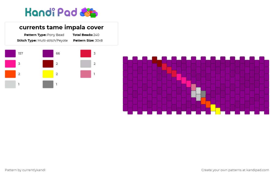 currents tame impala cover - Pony Bead Pattern by currentlykandi on Kandi Pad - pink