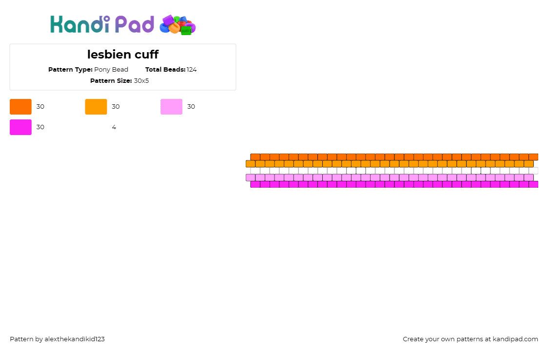 lesbien cuff - Pony Bead Pattern by alexthekandikid123 on Kandi Pad - lesbian,pride,cuff