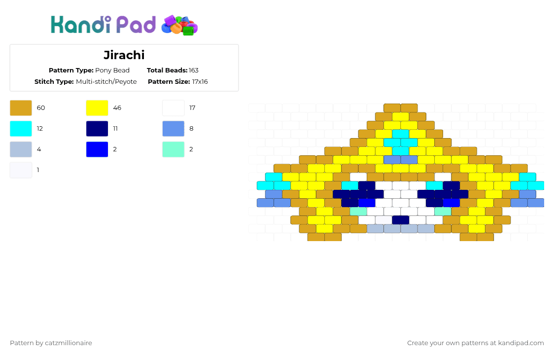 Jirachi - Pony Bead Pattern by catzmillionaire on Kandi Pad - orange,yellow,pokemon,jirachi,starters