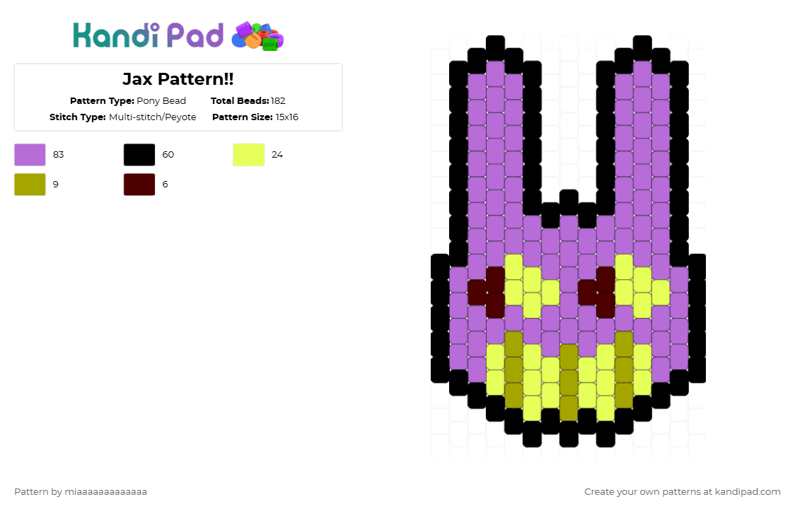 Jax Pattern!! Pony Bead Pattern - Kandi Pad | Kandi Patterns, Fuse Bead ...