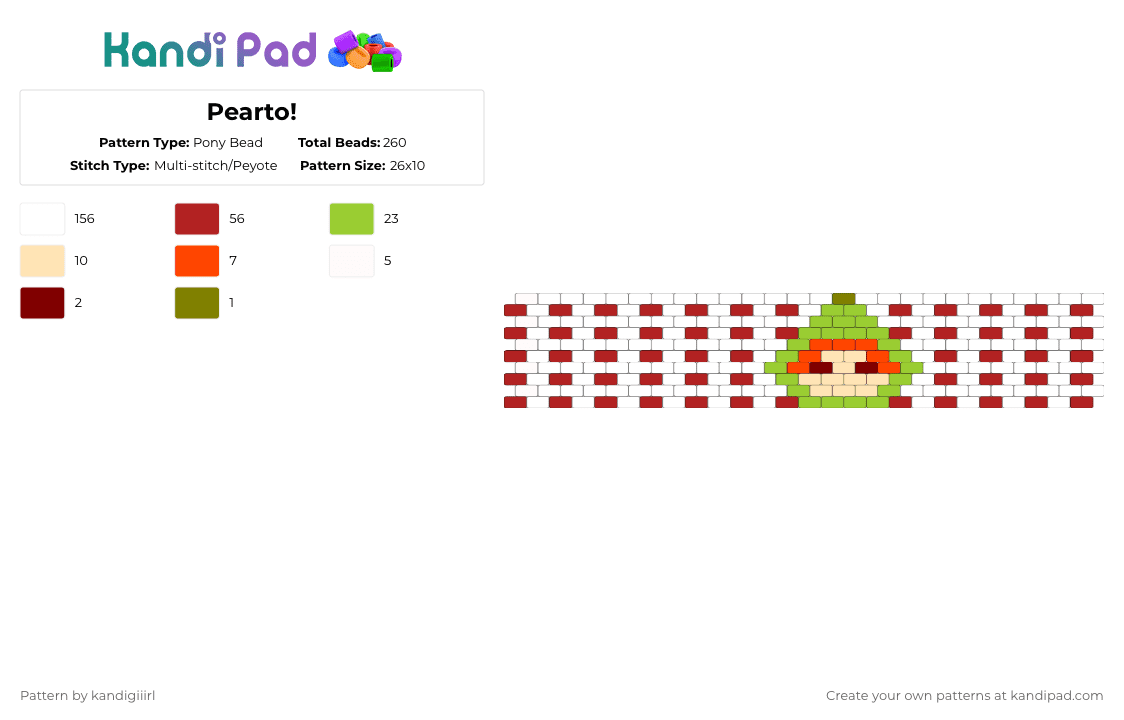 Pearto! - Pony Bead Pattern by kandigiiirl on Kandi Pad - green, pearto, red, teto, vocaloid, white