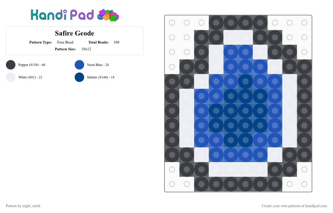 Safire Geode - Fuse Bead Pattern by night_moth on Kandi Pad - blue, white