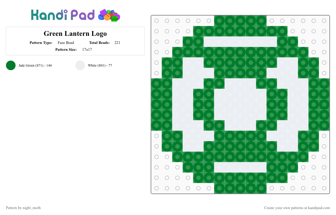 Green Lantern Logo - Fuse Bead Pattern by night_moth on Kandi Pad - green,white