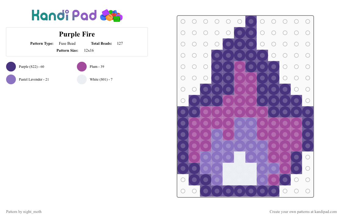 Purple Fire - Fuse Bead Pattern by night_moth on Kandi Pad - pink,purple