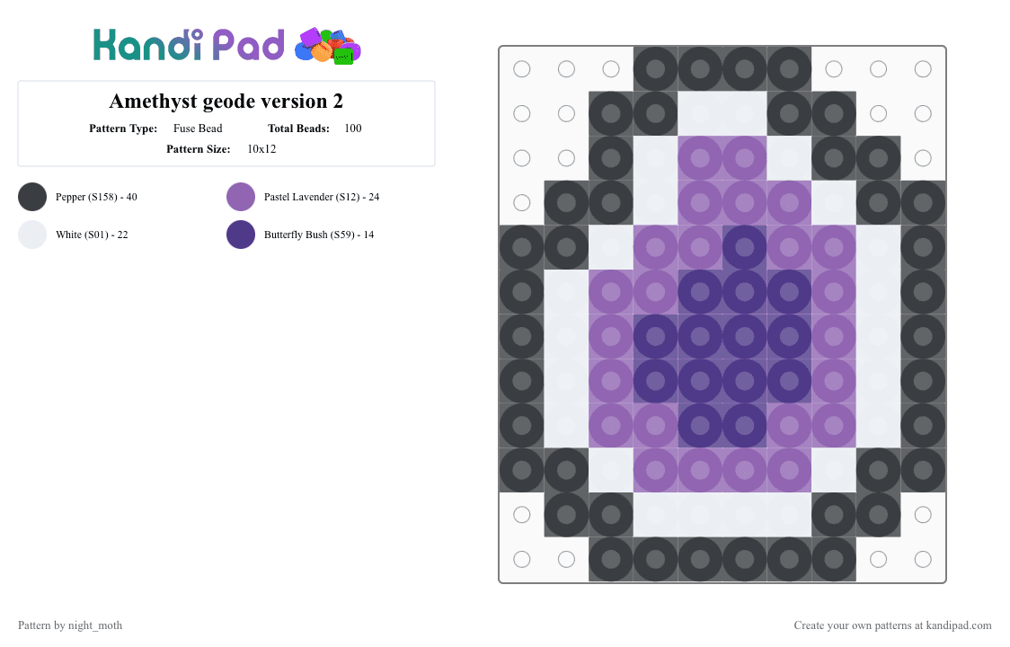 Amethyst geode version 2 - Fuse Bead Pattern by night_moth on Kandi Pad - pink, purple