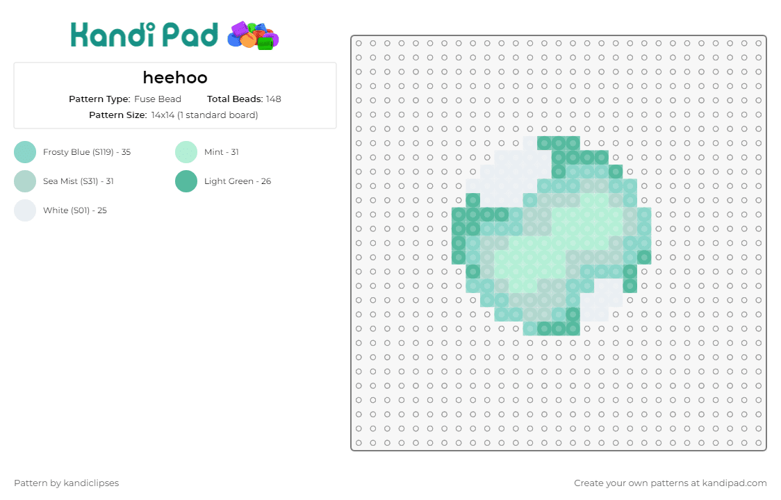 heehoo - Fuse Bead Pattern by kandiclipses on Kandi Pad - bubble,whimsy,light,airy,translucent,joy,simple,aquamarine