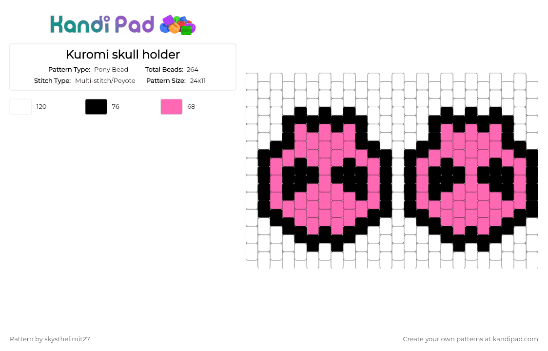 kuromi-skull-holder-pony-bead-pattern-kandi-pad-kandi-patterns