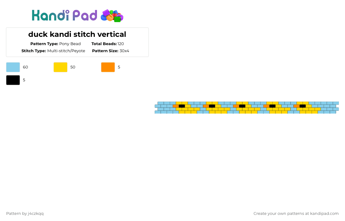 duck kandi stitch vertical - Pony Bead Pattern by j4czkqq on Kandi Pad - light blue,yellow