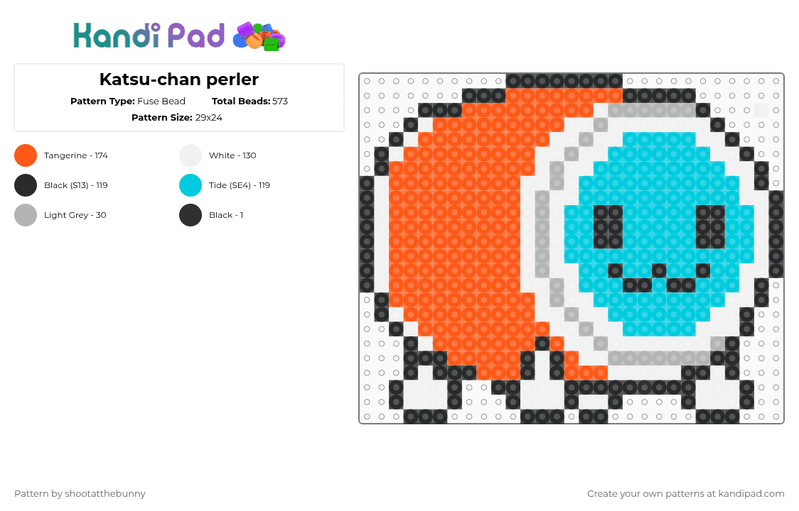 Katsu-chan perler - Fuse Bead Pattern by shootatthebunny on Kandi Pad - orange,light blue,taikonotatsujin,katsuchan,kachan,katsuwada