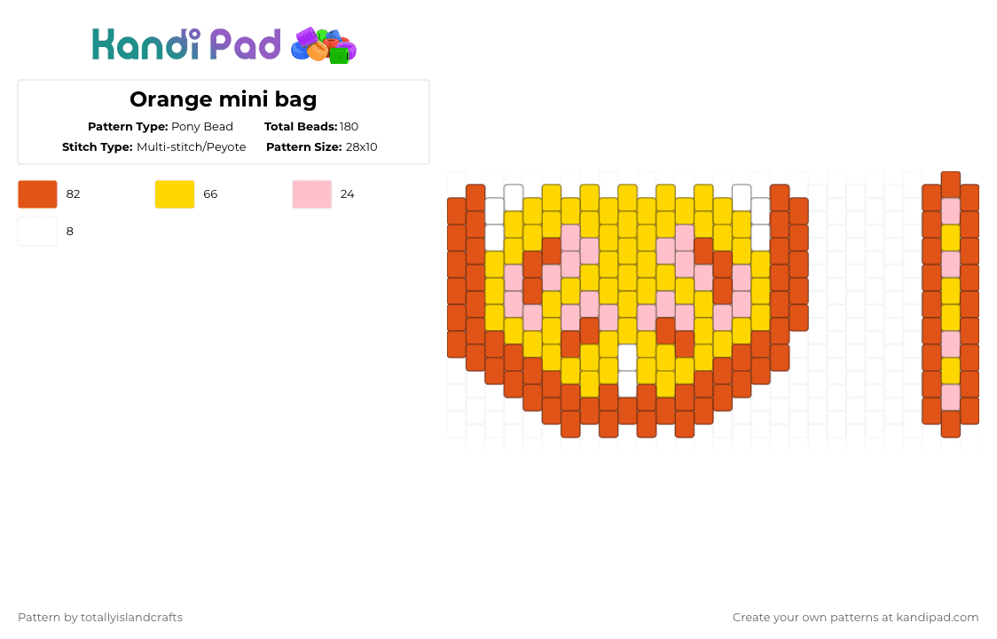 Orange mini bag - Pony Bead Pattern by totallyislandcrafts on Kandi Pad - red,yellow