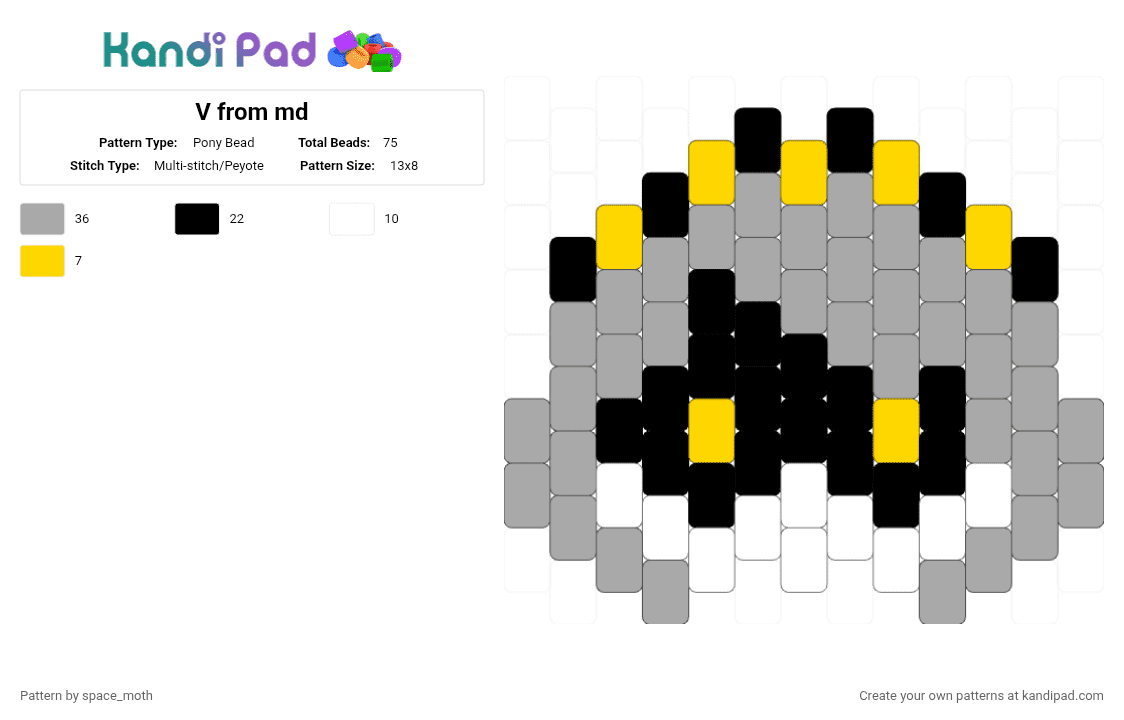 V from md - Pony Bead Pattern by space_moth on Kandi Pad - beige