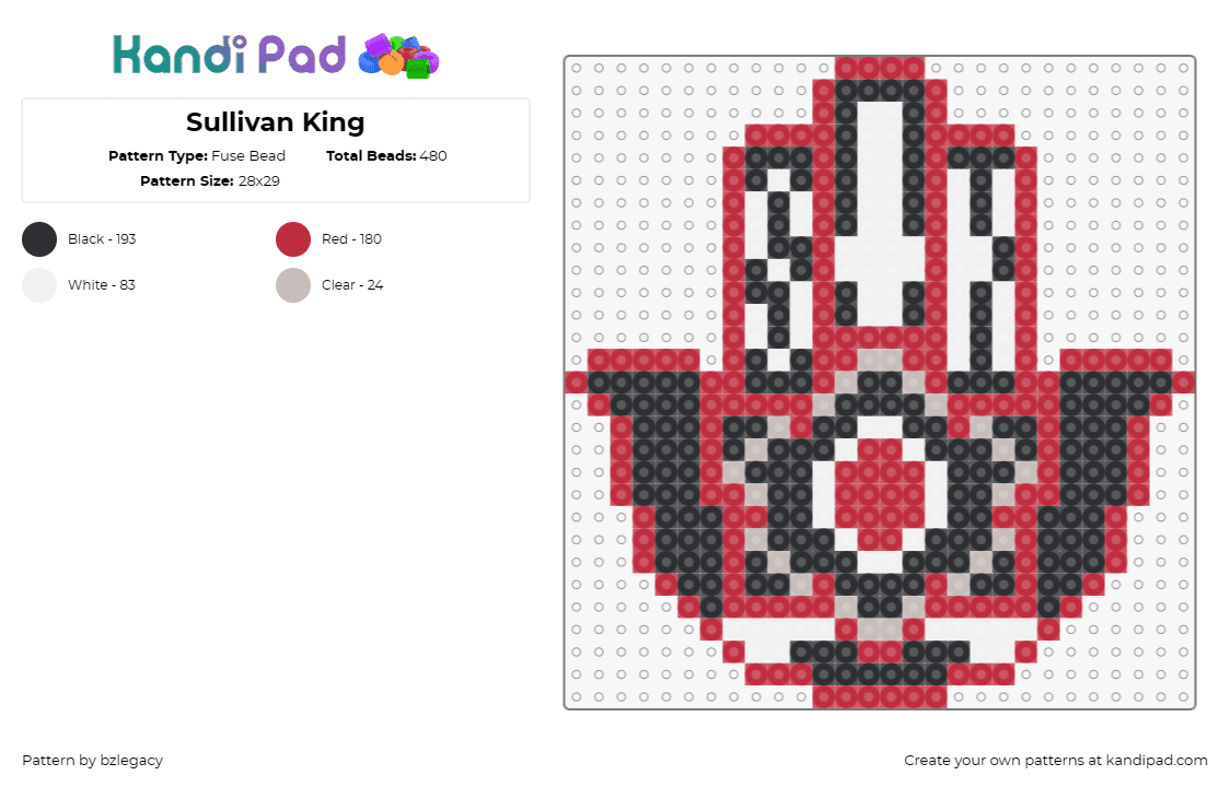 Sullivan King - Fuse Bead Pattern by bzlegacy on Kandi Pad - sullivan king,hand,dj,trippy,edm,music,metal,fusion,genre-bending,bold,energetic